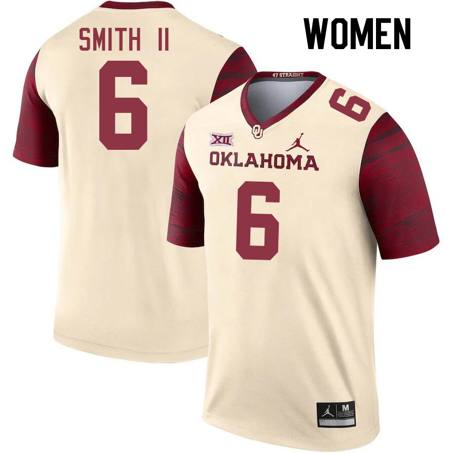 Women #6 Nigel Smith II Oklahoma Sooners College Football Jerseys Stitched-Cream